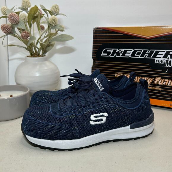 Skechers Bulklin Balran Air-Cooled Memory Foam Shoe Navy/White 108033 Womens 5.5 - Picture 3 of 10